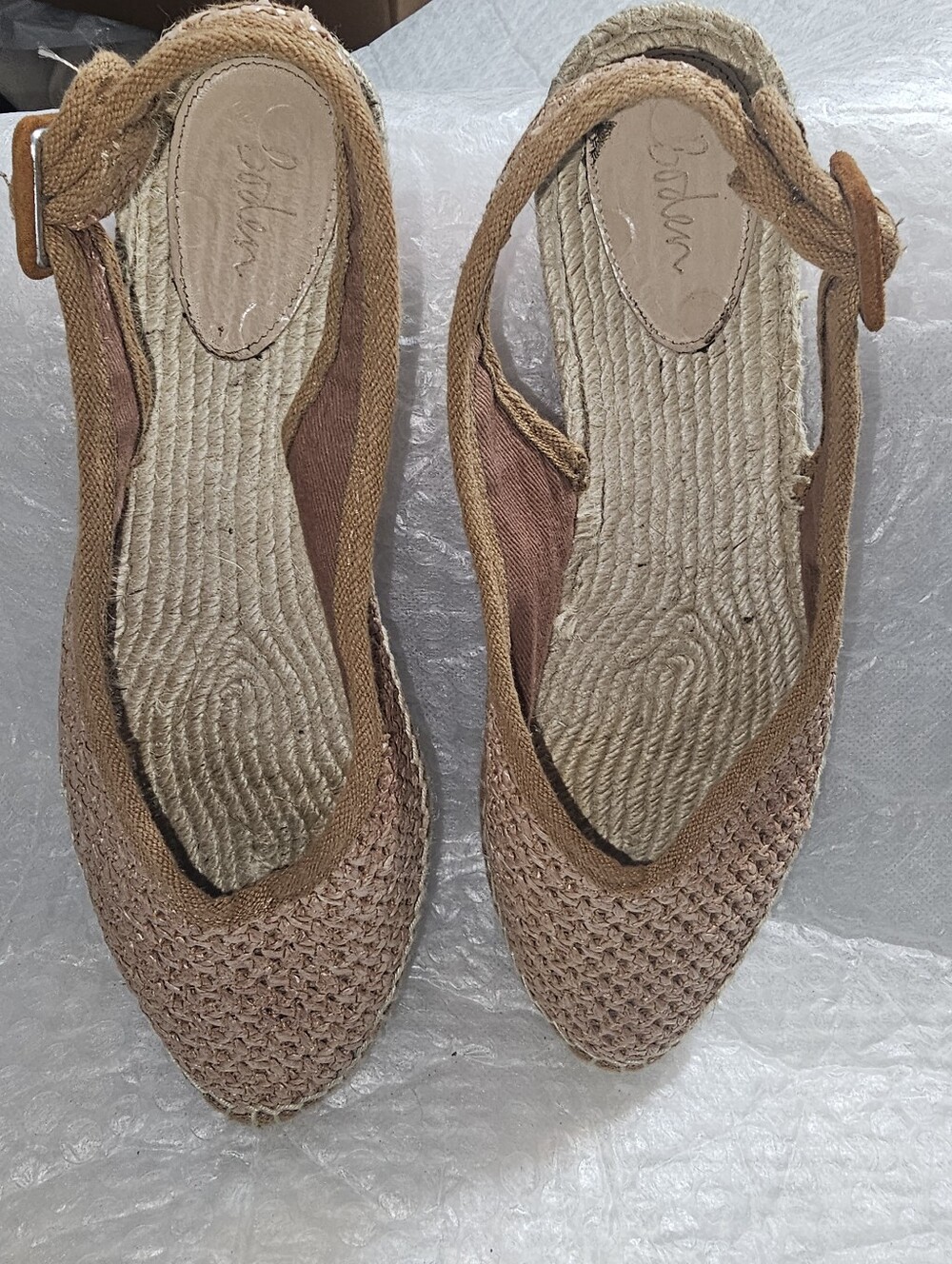 Boden Woven Slingback Espadrille Flat Sandals Size 40 Usa 9 Blush Pink Coastal - Picture 6 of 10